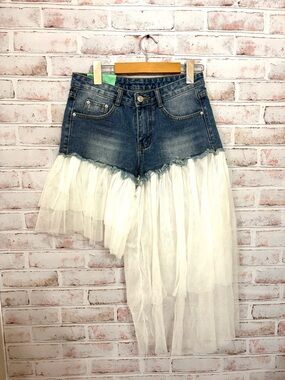 Nwt denim and tulle shorts